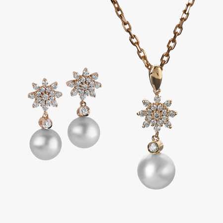 Lilith Pearl and Diamond Jewelry Half Set